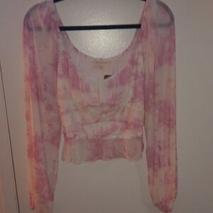 Elegant Pink Tie-Dye Blouse